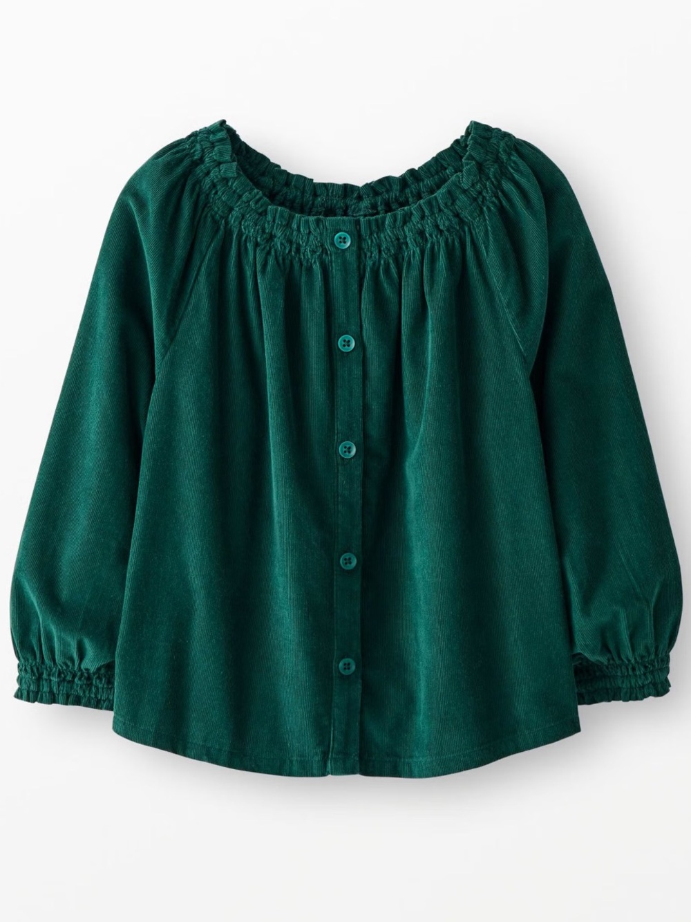 NWOT* Hanna Andersson Green Corduroy Button-Up Shirt
